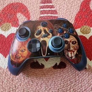 Xbox Series X/S Horror-Themed Gaming Controller with Blue Accents